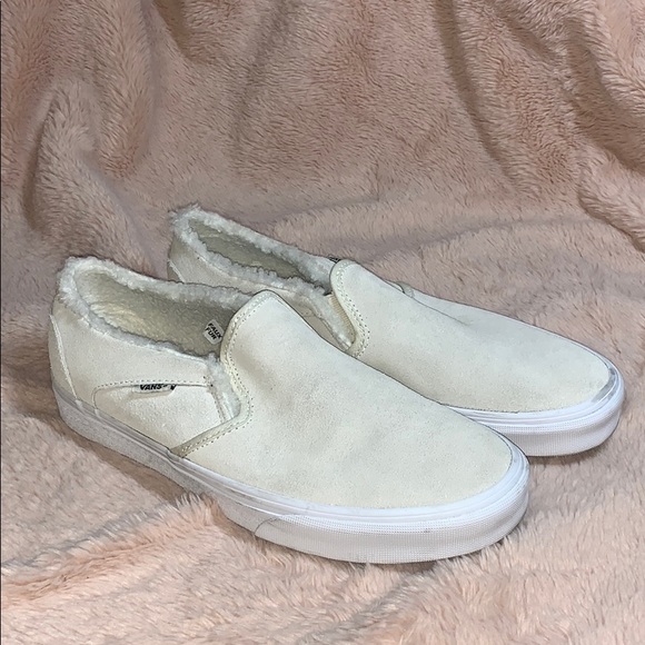 fuzzy slip on vans